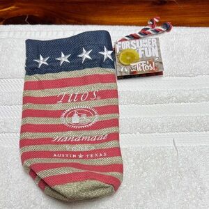 Limited Ed Tito's Handmade Vodka American Flag Burlap Bottle Bag H12